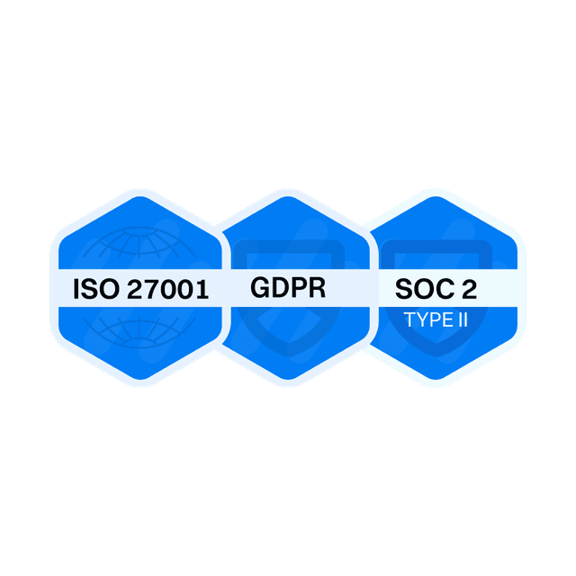 Security certifications: ISO 27001, GDPR, SOC 2 Type II