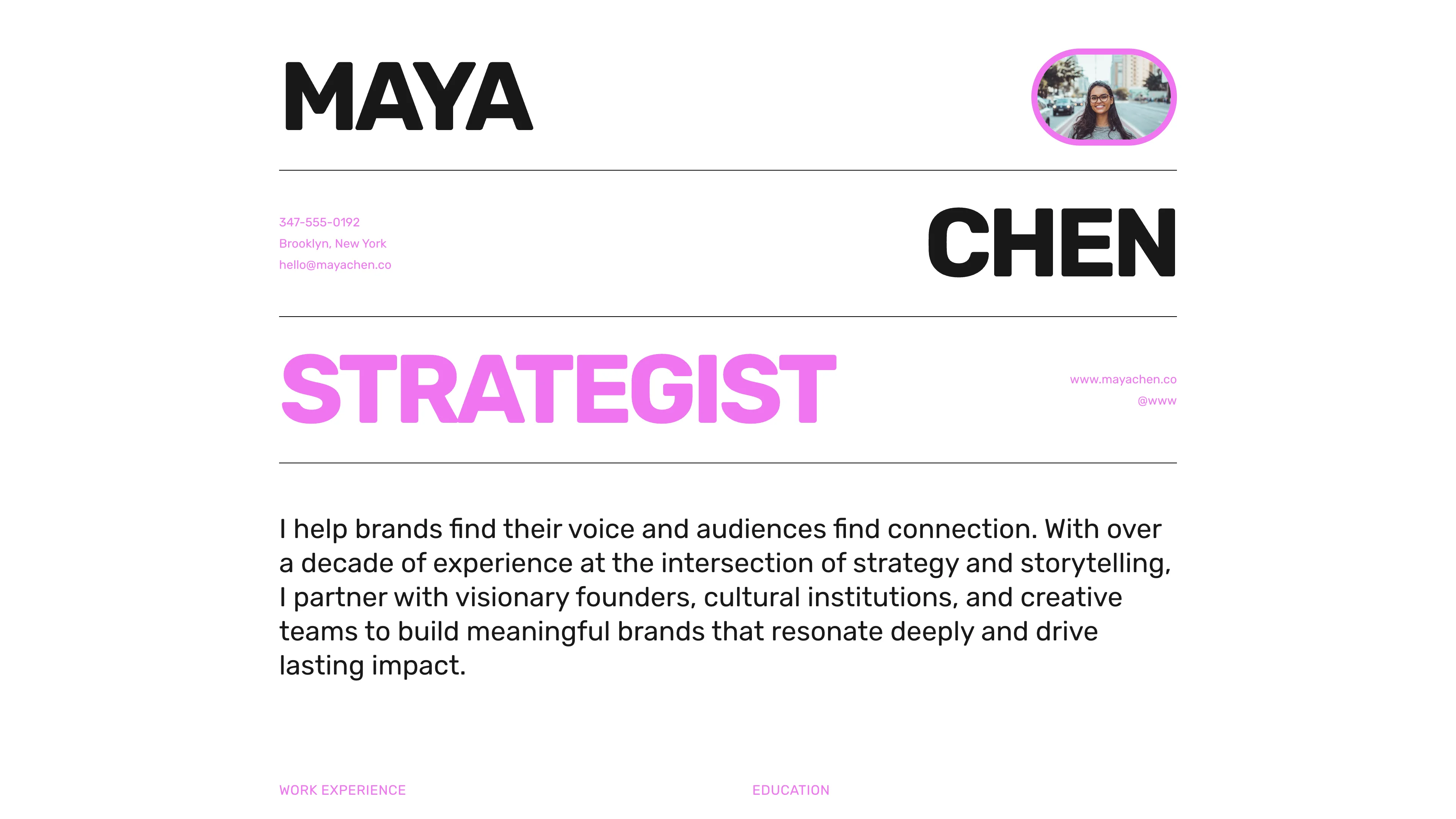 Screenshot of Creative Resume